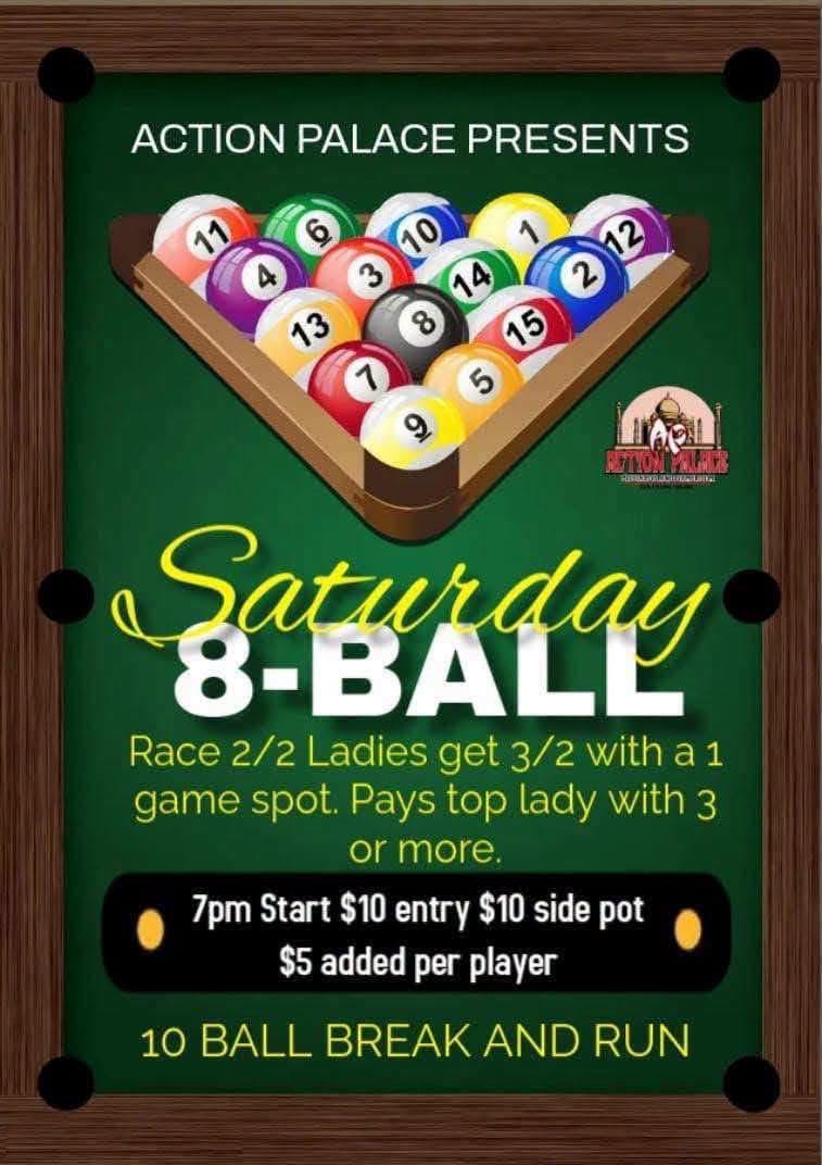 Saturday 8-Ball tournament flyer